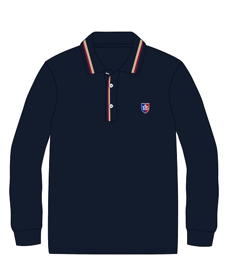 Polo Shirt  L.S. Navy adult sizes (XS-2XL)
