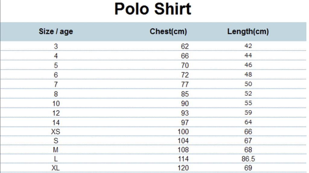 Polo Shirt L.S. White x Blue (3-14) and adult sizes (XS-2XL)