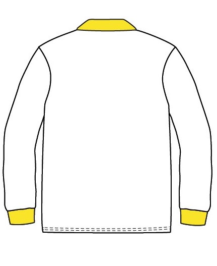 Polo Shirt L.S. White x Yellow  adult sizes (XS-2XL)