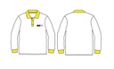 Polo Shirt L.S. White x Yellow  adult sizes (XS-2XL)