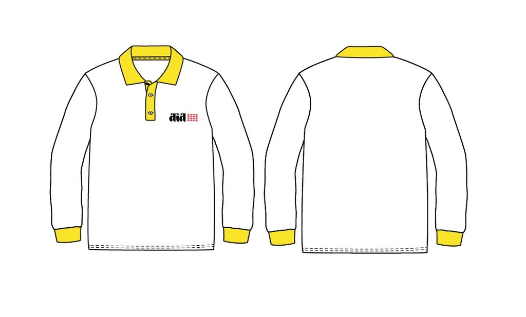 Polo Shirt L.S. White x Yellow (3-14)