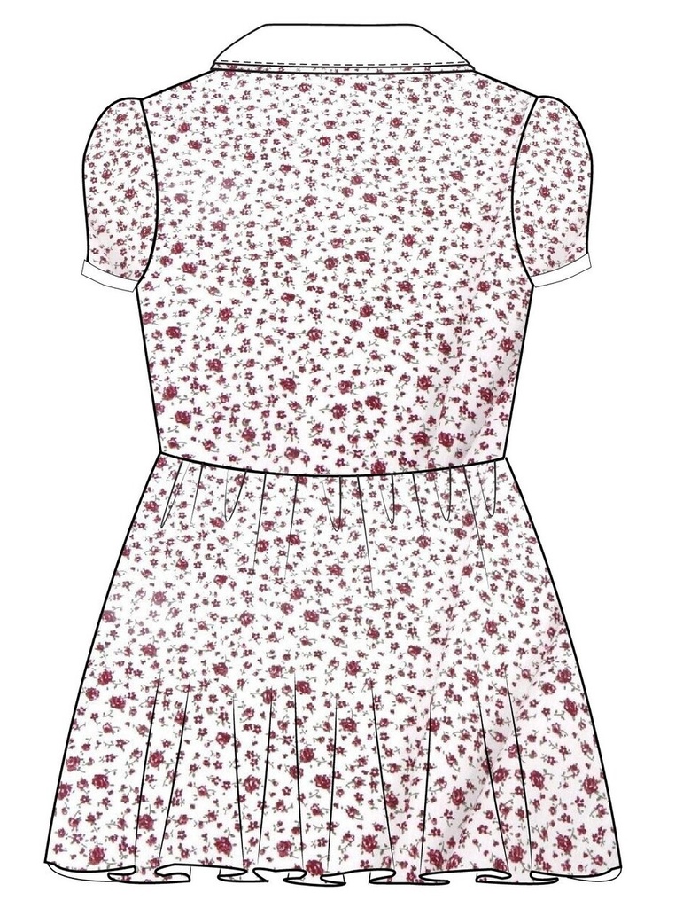 Dress (2-8 ) (White * Burgundy)