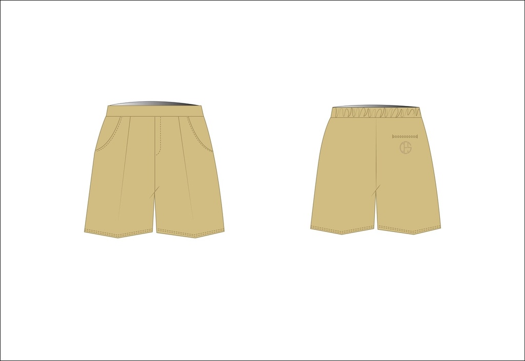 Elastic Waist Short  Beige (Unisex)  