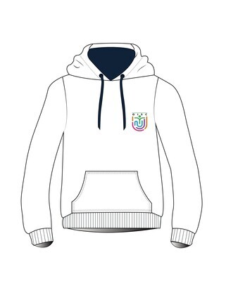 PE Hoodie White (8-14) and adult sizes (XS-4XL)