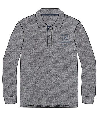 Polo Shirt L.S. Grey x Indigo adult sizes (XS-5XL)