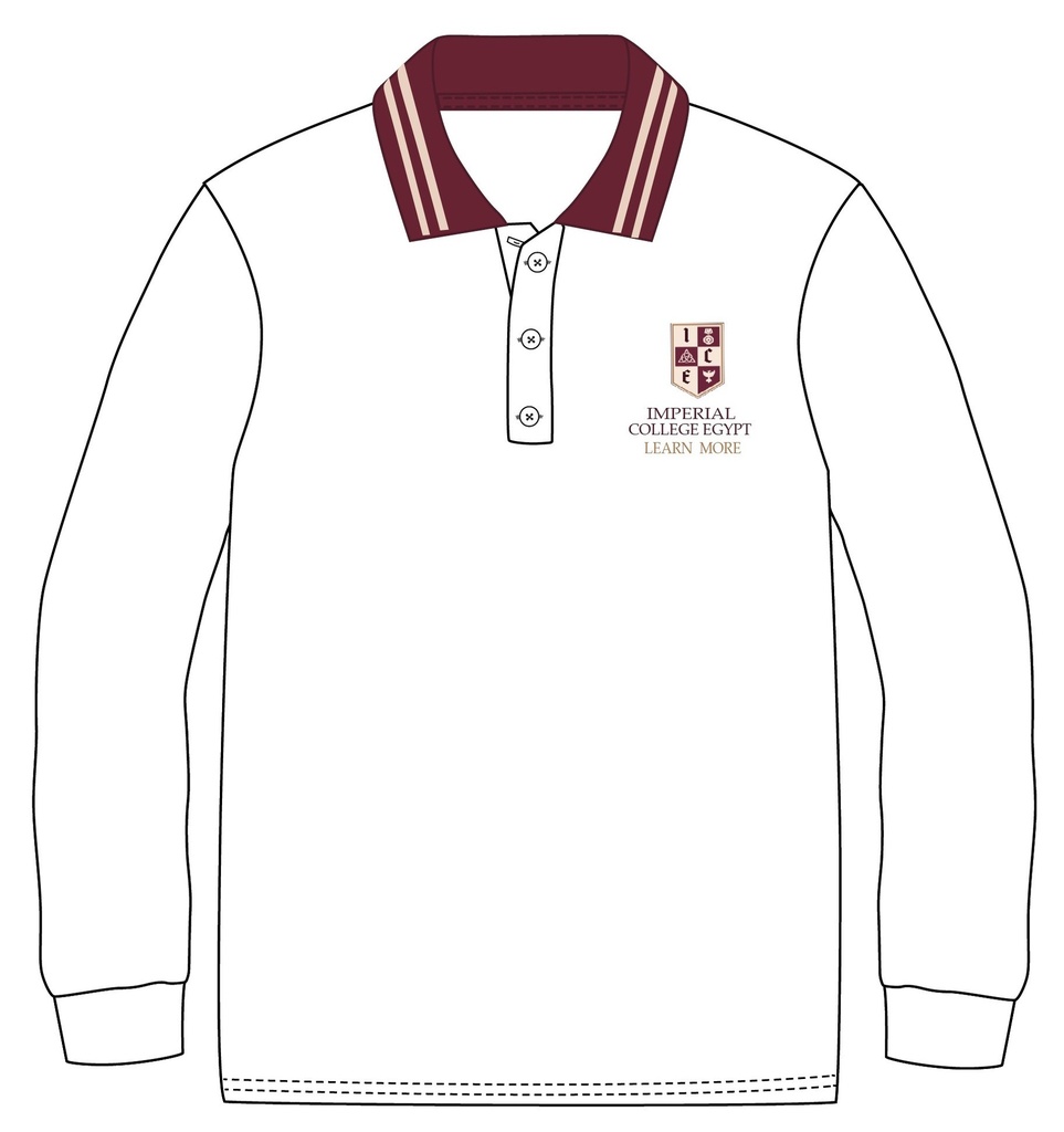 Polo Shirt L.S. White (7-14) and adult sizes (XS-2XL)