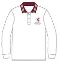 Polo Shirt L.S. White (7-14) and adult sizes (XS-2XL)