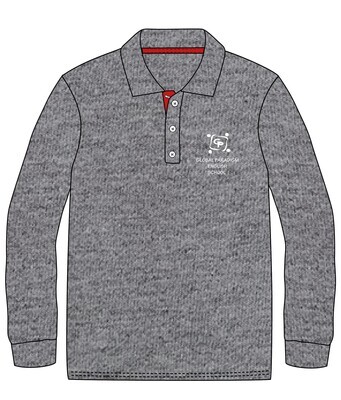 Polo Shirt L.S. Grey x Red adult sizes (XS-2XL)