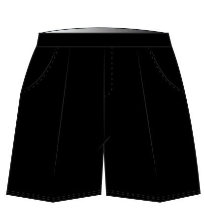 Shorts Elastic Waist Unisex Black (3-8)