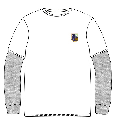PE T-Shirt L.S. White  adult sizes (XS-XL)