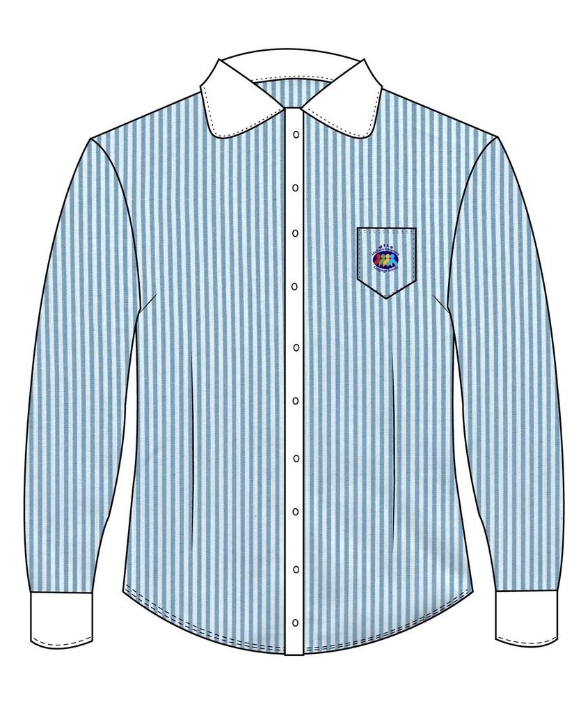 Blouse L.S.Turquoise Stripes adult sizes (XS-5XL)