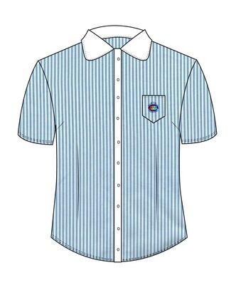 Blouse S.S. Turquoise Stripes (12-14) 
