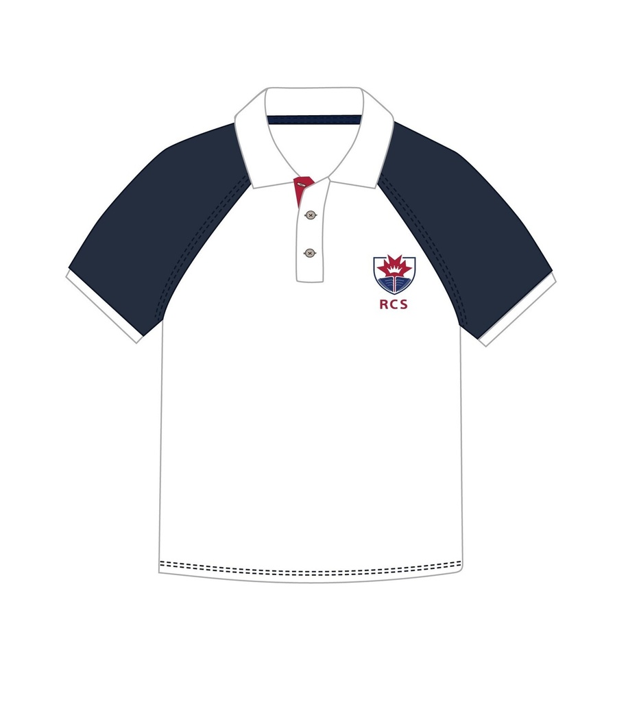 Polo Shirt S.S. White * Navy (14) and adult sizes (XS-2XL)