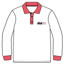 Polo Shirt L.S. White x Watermelon adult sizes (XS-2XL)