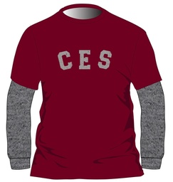 [187] PE T-Shirt L.S. Burgundy (3-14)