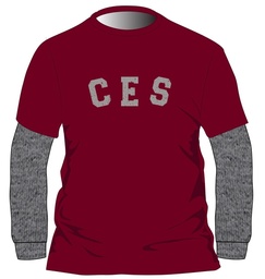 [191] PE T-Shirt L.S. Burgundy adult sizes (XS-6XL)