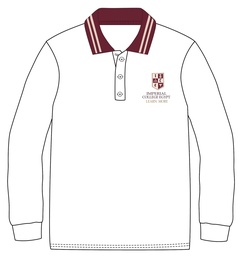 Polo Shirt L.S. White (7-14) and adult sizes (XS-2XL)