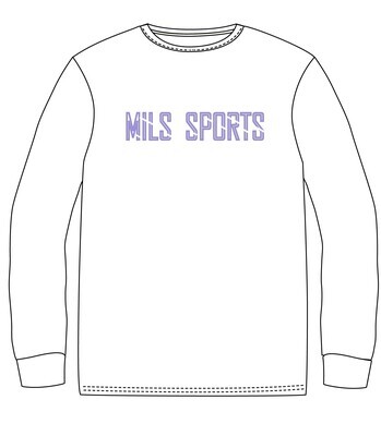[260] PE T-Shirt L.S. White x Purple adult sizes (XS-5XL)