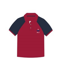 [277] Polo Shirt S.S. Red x Indigo (4-14) and adult sizes (XS-S)