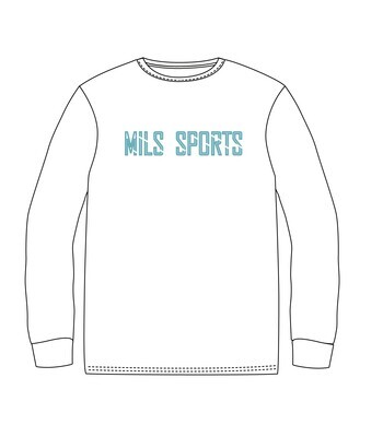  PE T-Shirt L.S. White x Turquoise adult sizes (XS-6XL)