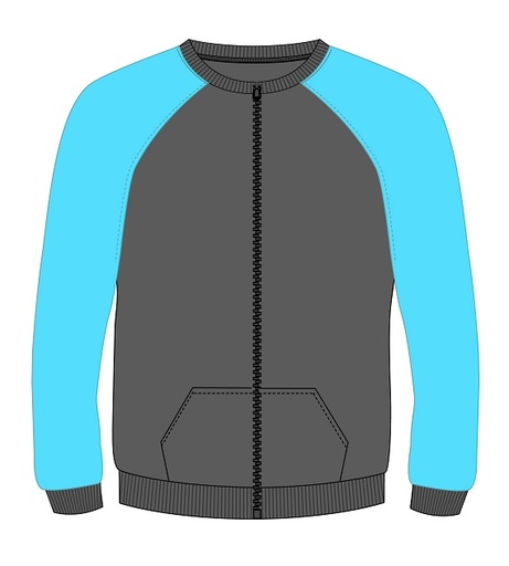  PE Jacket Grey x Turquoise adult sizes (XS-5XL)